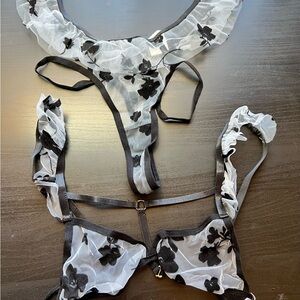 Sheer Black Floral Lingerie Set